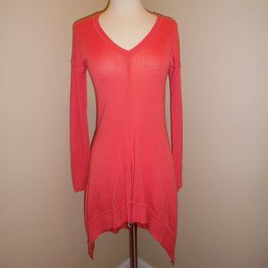 NWT BEBE Cashmere Silk Orange Coral Sweater dress Tunic Asymmetric Dress